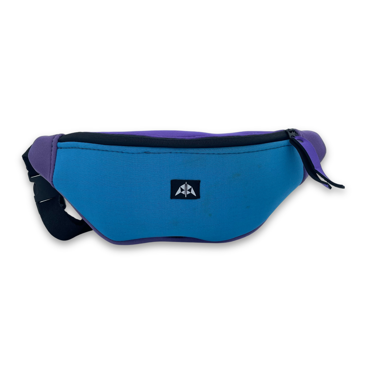 Bum Bag / Waist Pack / Sling Bag with zipped opening, adjustable strap with buckle. Made from neoprene recycled from wetsuits in purple & blue.